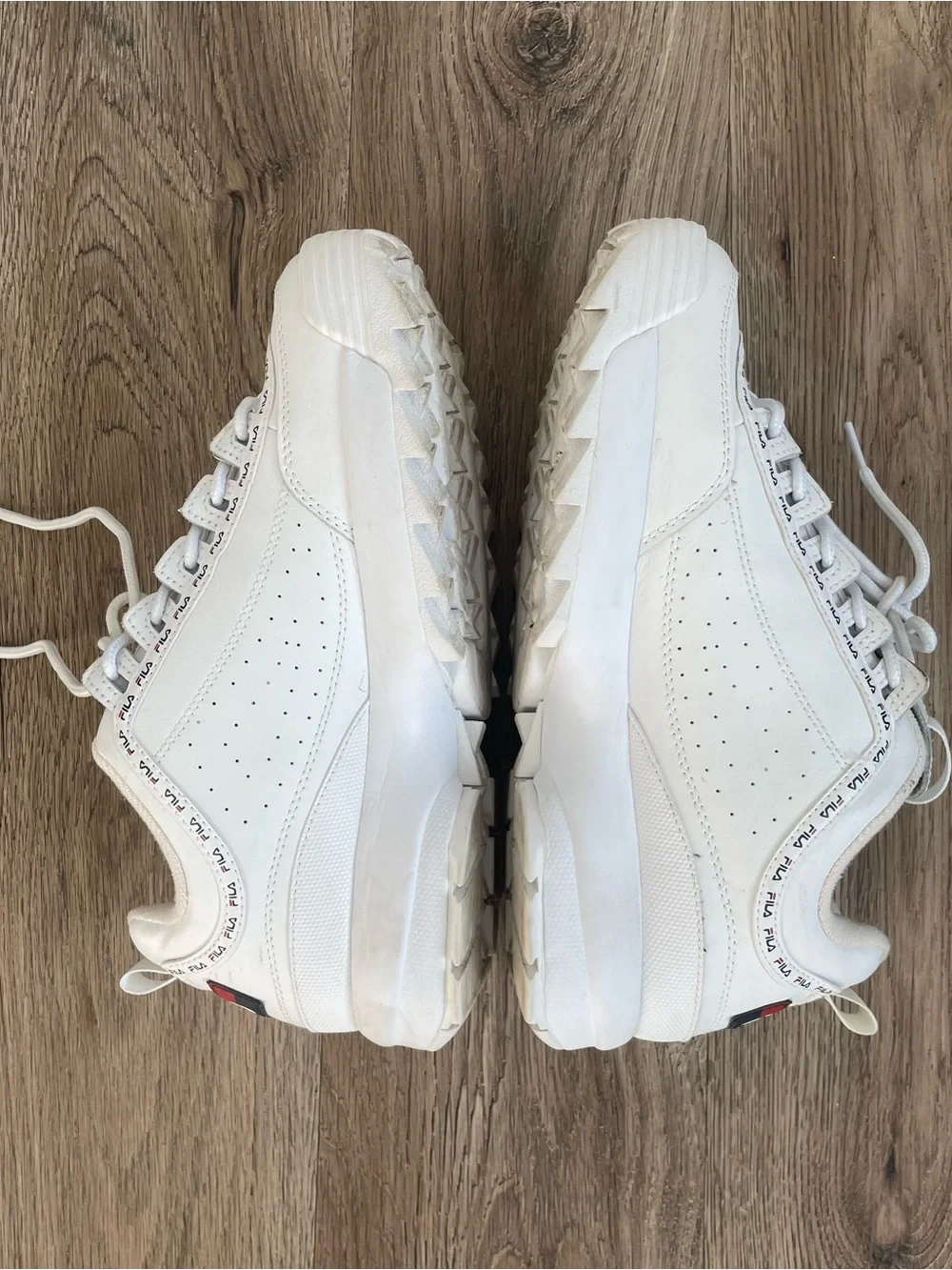 Women Size 10 Fila Disruptor II Premium Repeat Platform Shoes White Navy Red